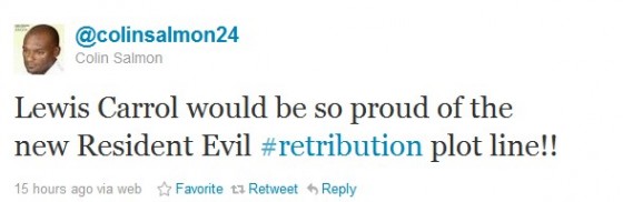 Lewis Carrol would be so proud of the new Resident Evil #retribution plot line!!