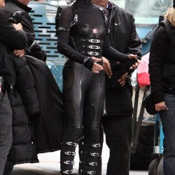 Milla Jovovich Suits Up In Black Leather On the Set of RESIDENT EVIL: RETRIBUTION