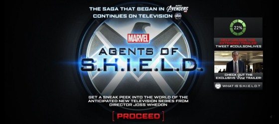 Marvel's Agents of SHIELD website home screen