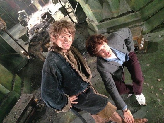 Hobbit Bilbo and Smaug set pic