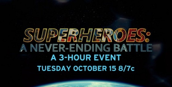 Superheroes A Never-Ending Battle logo wide