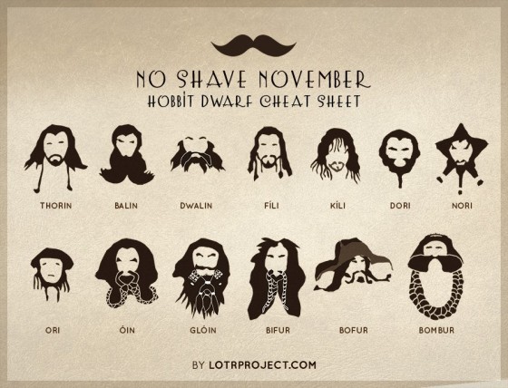 The Hobbit TDOS dwarf facial hair chart