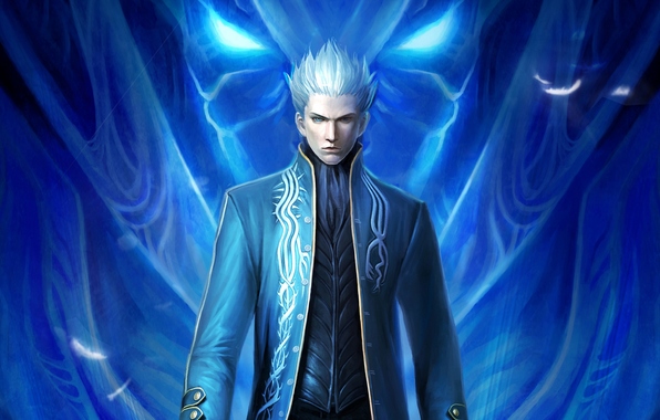 I'm the old Vergil. I'm half-demon which is soooooo much cooler than being human. Humans suck, and I want to make all their skins into lampshades. Demons rule & humans drool!