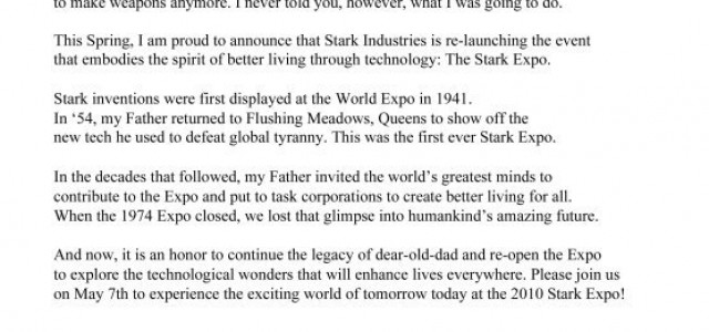 IRON MAN 2: New Viral Site, Videos And A Letter From Tony Stark