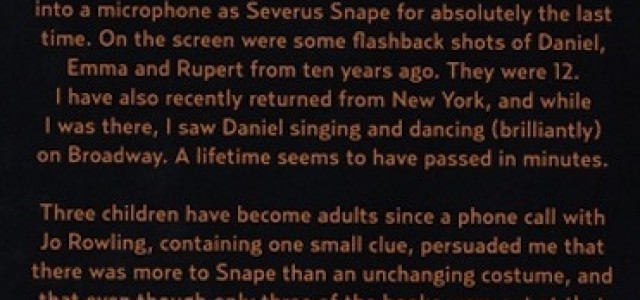 Alan Rickman Says Goodbye To Harry Potter and the Cast Sums Up the Series In One Word