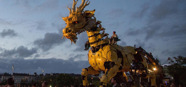Fire-Breathing Dragon Walks the Streets of France